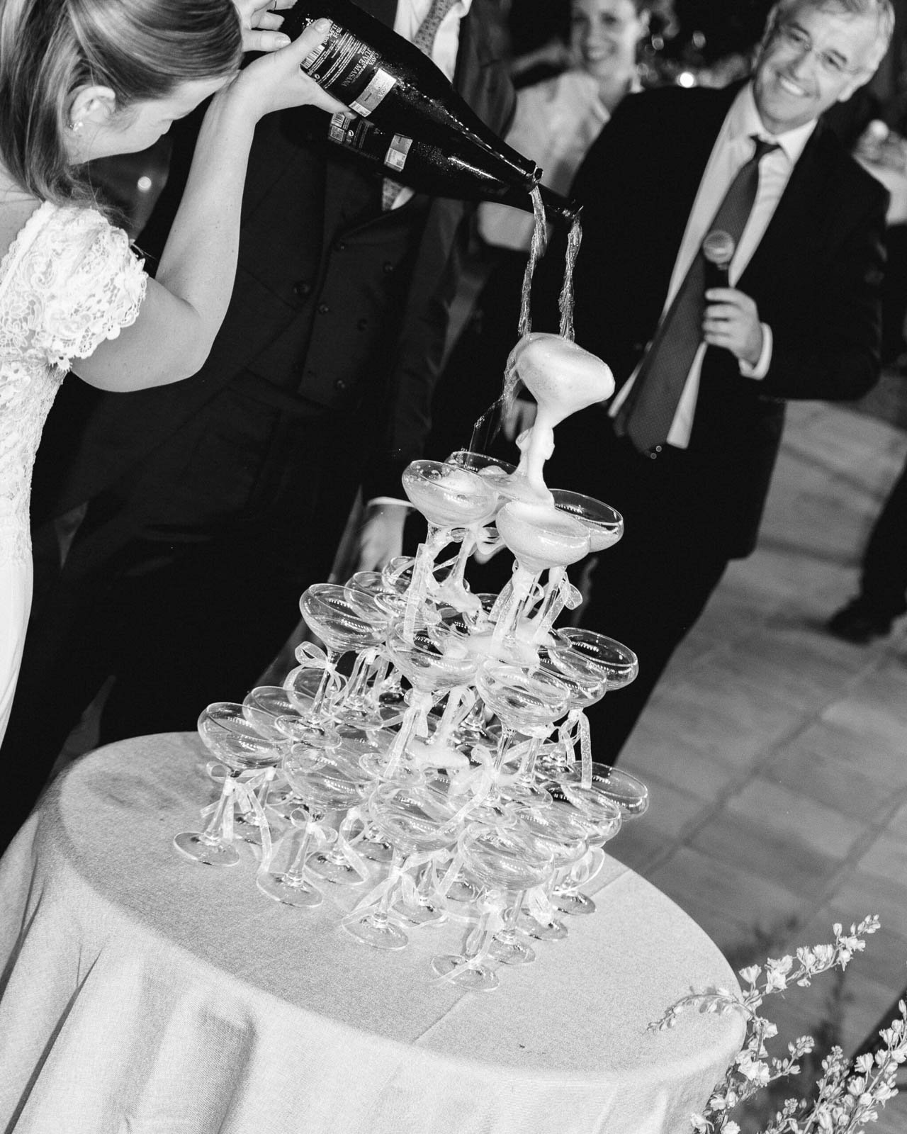 torre de copas preparada para el brindis